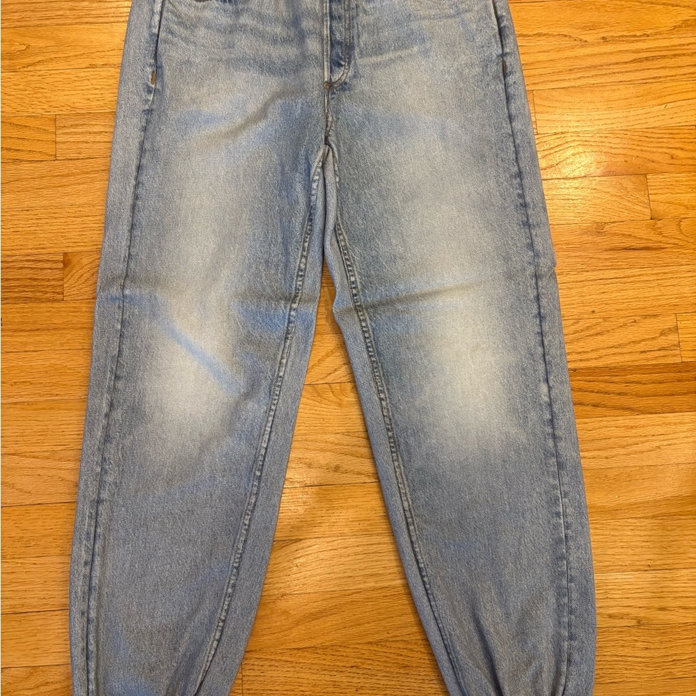 Rag & bone Light Blue Denim Miramar Cotton Terry Printed Jeans, Sz 10